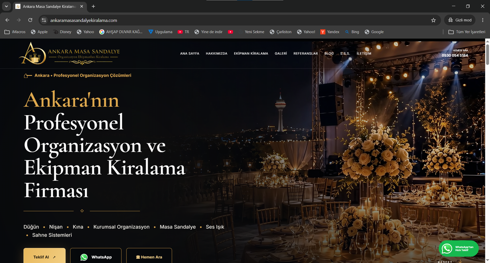 Ankara Masa Sandalye web sitesi